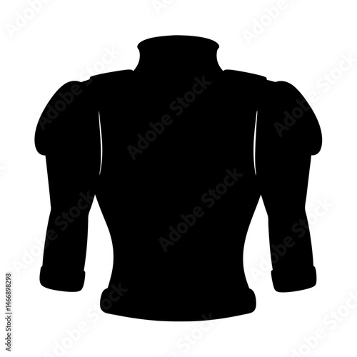 Silhouette of a Black Jacket with Puff Sleeves and Turtleneck