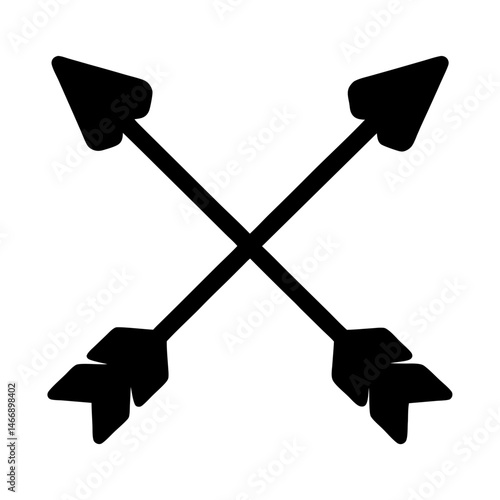 Two Black Arrows Crossed, Symbolizing Direction, Focus, and Primitive Weaponry Art