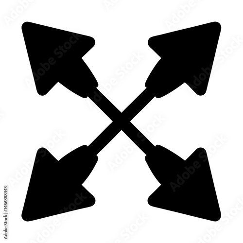Four arrows point outward from a central intersection in opposite directions