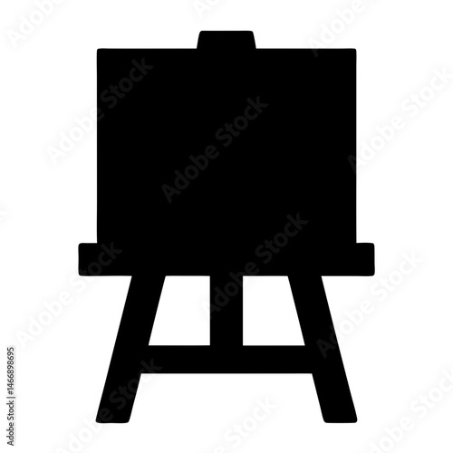 Silhouette of a simple artist easel with blank canvas for painting