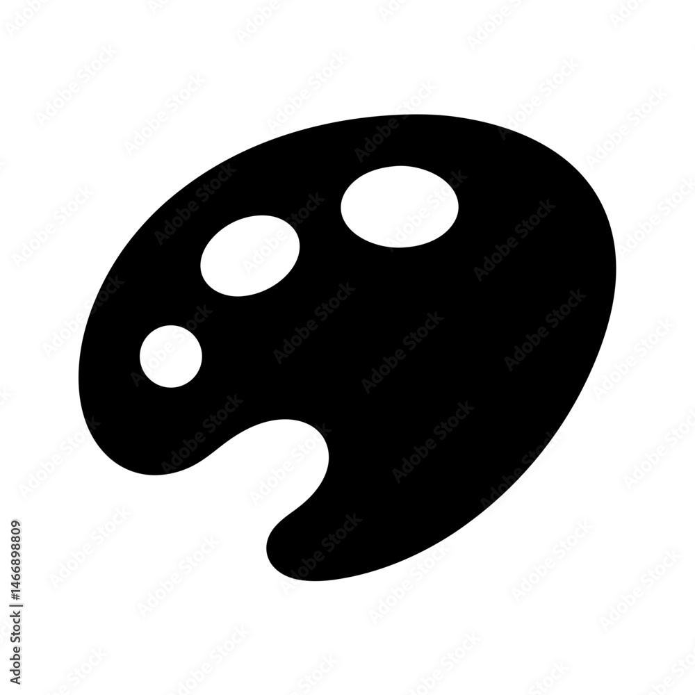 Fototapeta premium A stylized artist's paint palette in black silhouette isolated on white