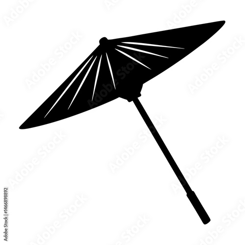 Silhouette of a traditional Asian parasol used for rain or sun protection