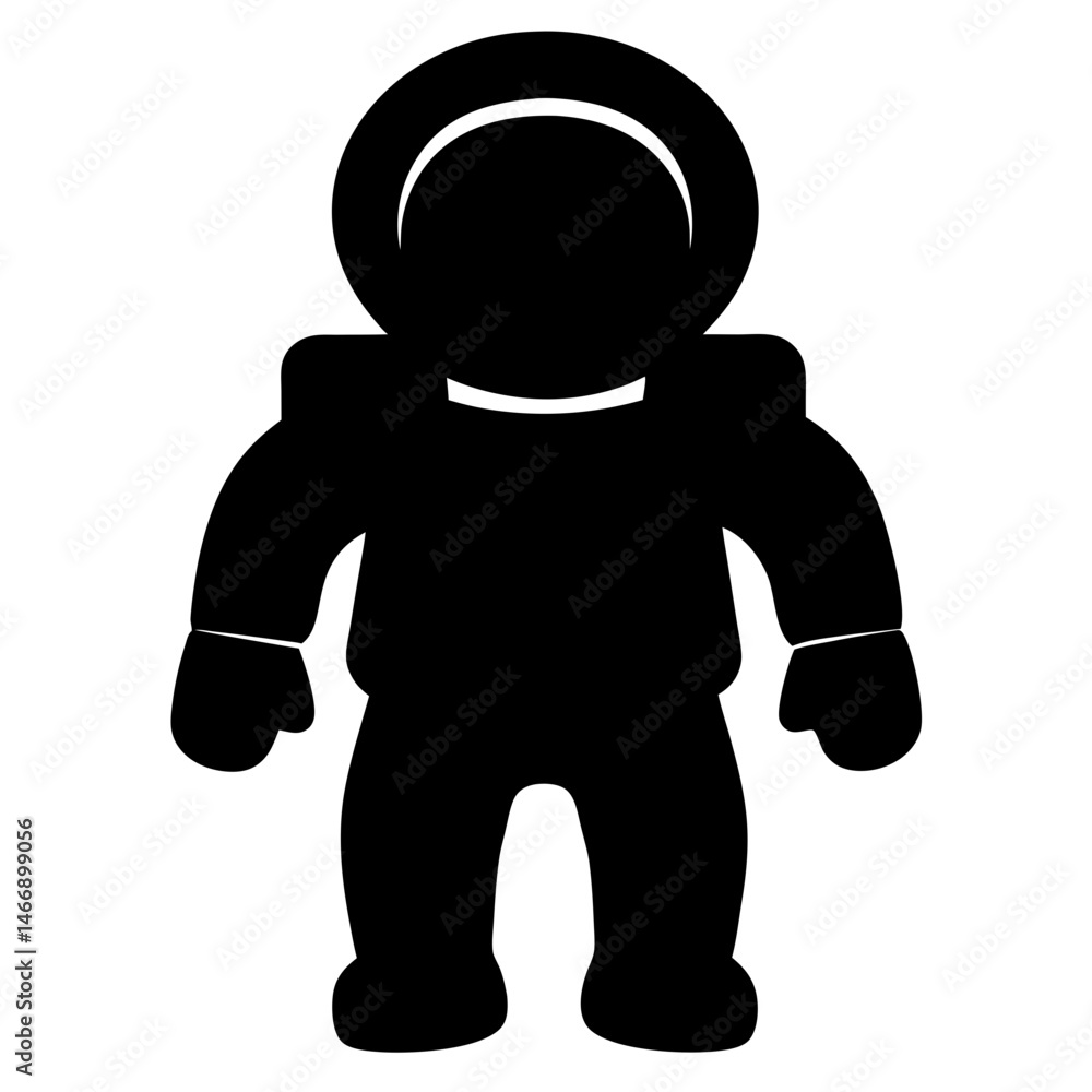 Fototapeta premium Simple black silhouette illustration of an astronaut in a spacesuit standing upright