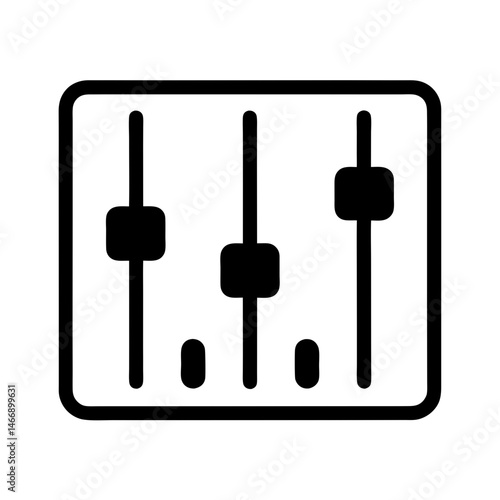 Audio mixer control panel icon with volume faders, music production interface