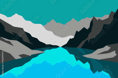 high altitude alpine lake with still waters and 