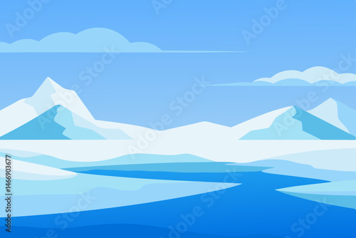 icy tundra landscape under pale blue winter sky  .svg