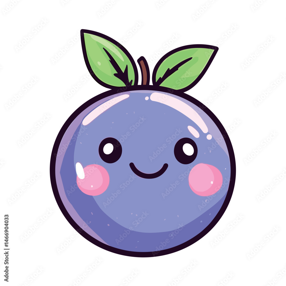 Obraz premium cute smiling childlike blueberry isolated vector illustration