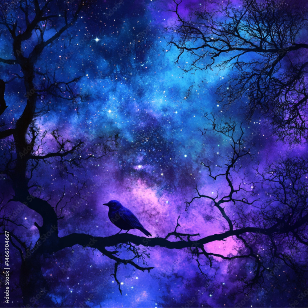 night sky blue and purple colors, dreaming sky, stars galaxies