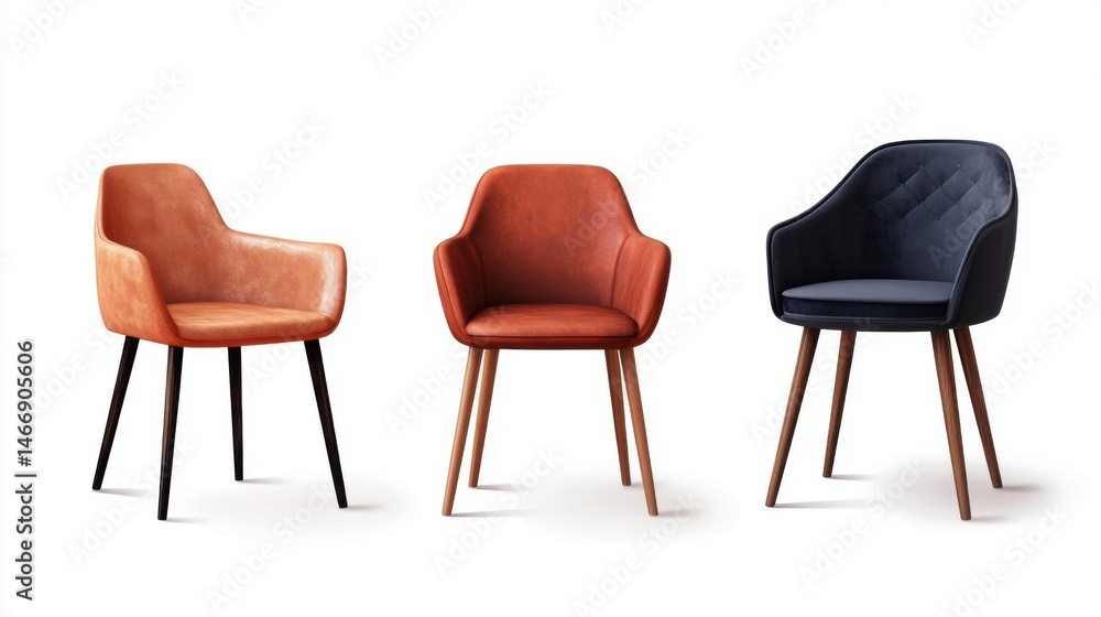 Fototapeta premium Dining chair collection isolated on transparent background