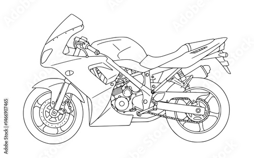 motorcycle bike drawing illustration for coloring pages