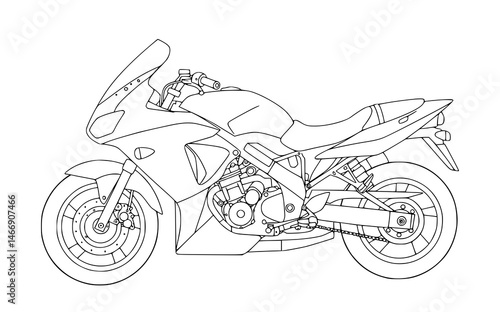 motorcycle bike drawing illustration for coloring pages