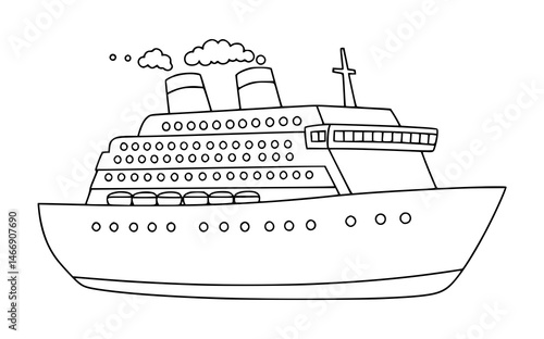 cruise ship vector illustration for coloring page
