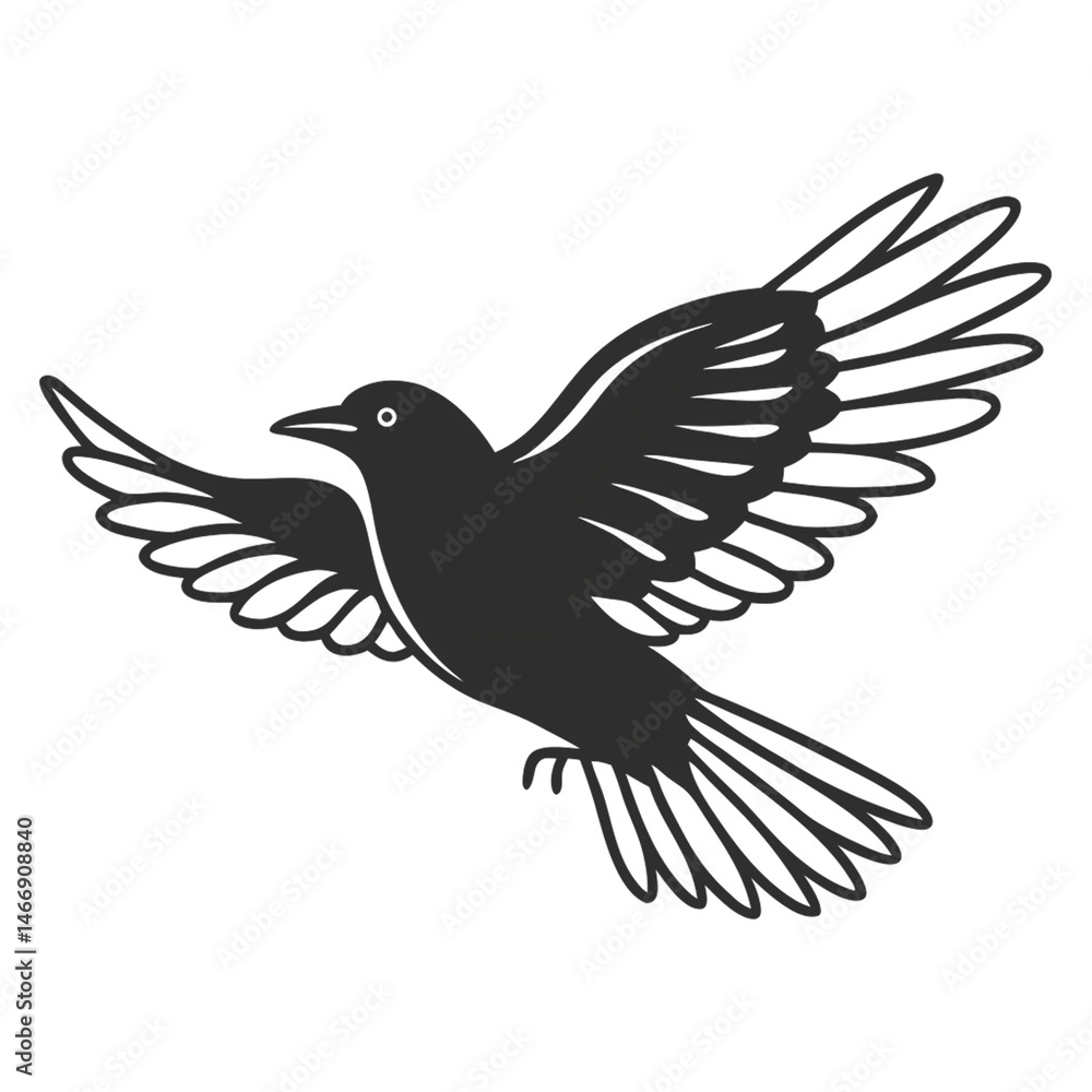 Fototapeta premium silhouette of a flyting bird, png transparent background