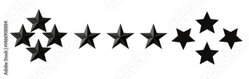 Arrangement of several black stars in two clusters and a straight line