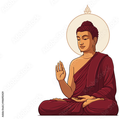 Lord Buddha Colorful Vector Illustration – Vesak Day Art for Happy Vesak Day & Buddha Purnima
