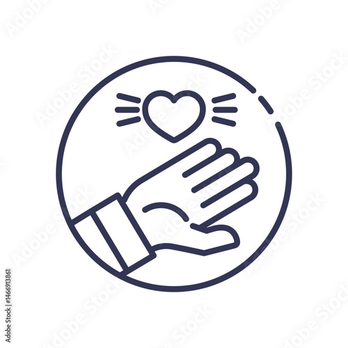 A hand and heart symbolizing care and support in caregiving.