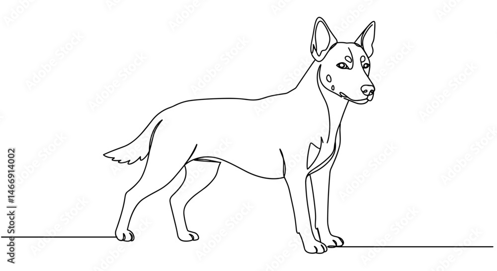 Fototapeta premium Line Art of Dog Standing in Profile
