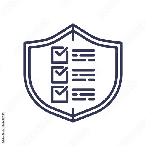 Shield with checklist symbolizes protection through compliance.