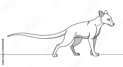 Stylized jackal walking gracefully in a minimalist design  