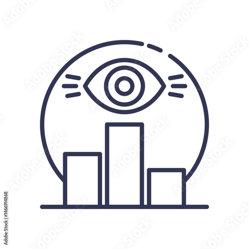 An eye over bar graphs symbolizes data transparency and insight.