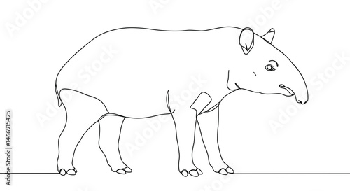Sketch of a Tapir Walking on a Line  