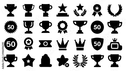 vector icons illustrating awards and accomplishments using modern trophy symbols suitable for business success goals leadership recognition and motivational designs