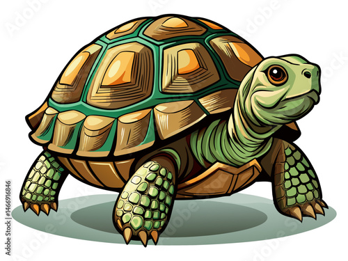 vector of Hermann's turtle close-up isolated on white background