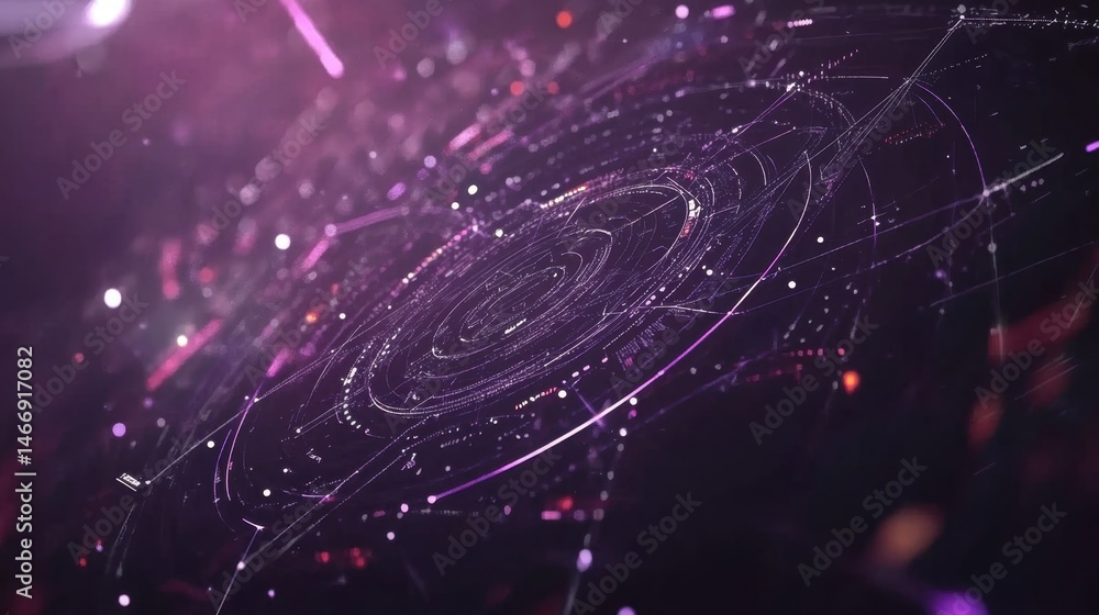 Obraz premium Digital infographic with futuristic HUD-style circles, icons, and text placeholders