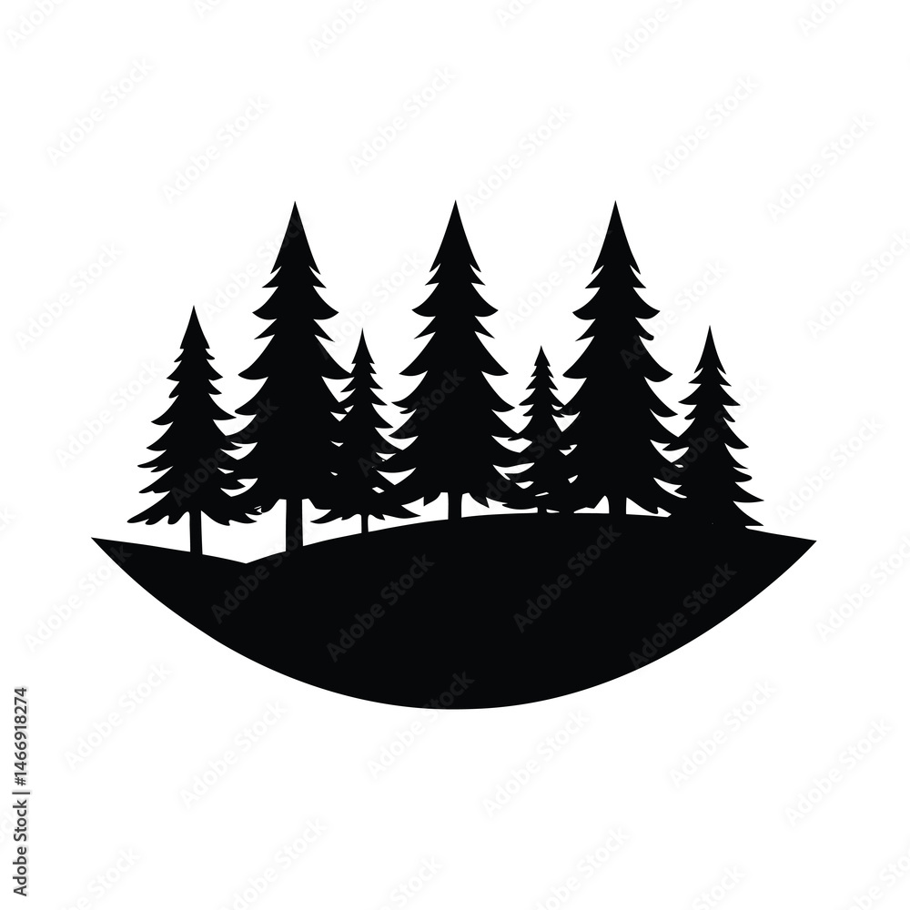 Obraz premium Taiga Trees Vector Silhouette