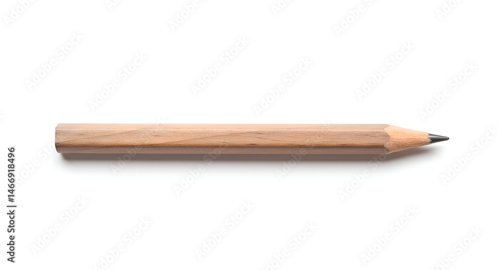 Obraz premium Single graphite pencil with hexagonal body, sharpened, isolated on white