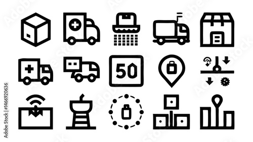 Logistics Supply Chain Business Process Line Icon Set for Enhanced Business Process Visualization