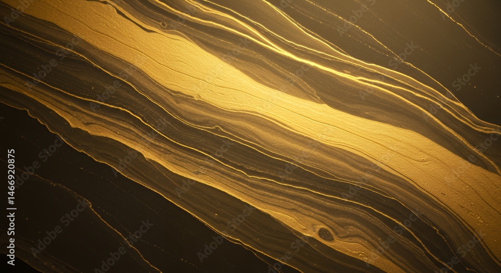 Fluid Golden Veins on Dark Background Creates Elegant Abstract Pattern