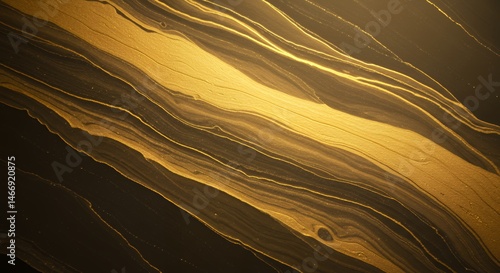 Obraz na płótnie Fluid Golden Veins on Dark Background Creates Elegant Abstract Pattern w salonie