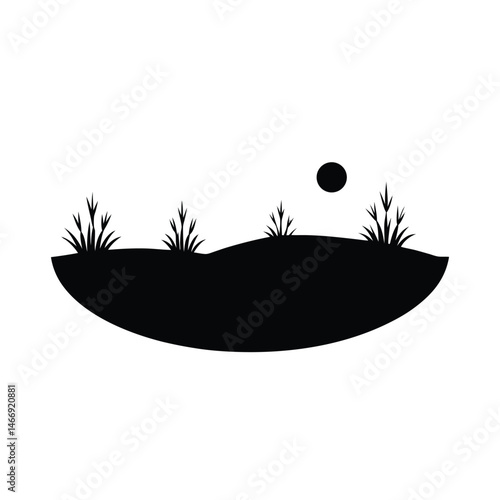 minimalist tundra silhouette  low shrubs  flat hor (1).eps