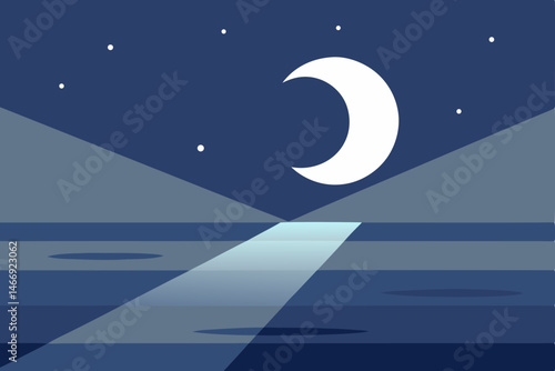 moon casting silver light over a calm ocean inlet .svg
