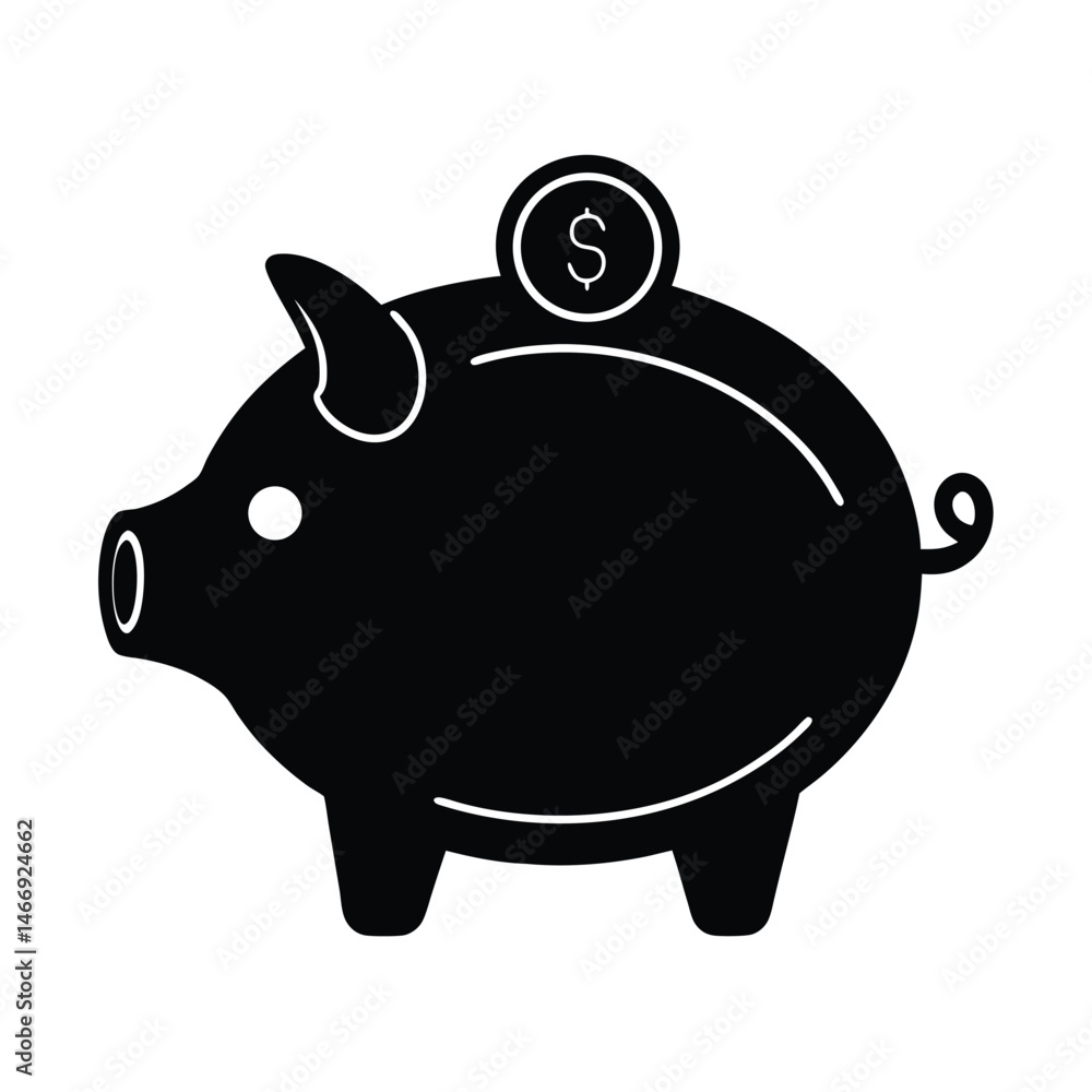 Piggy Bank Slot Vector Silhouette Piggy Bank Slot Vector Silhouette