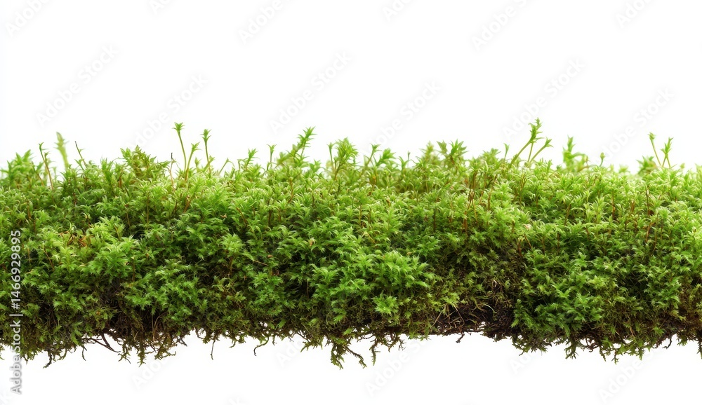 Obraz premium Lush Green Moss Isolated on White Background Forming a Natural Border with Intricate Textures Forest Floor Element for Ecological Themes Decorative and Botanical with Clean Aesthetic