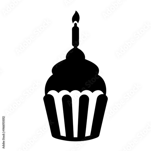 A delicious looking cupcake with a single candle for a special occasion
