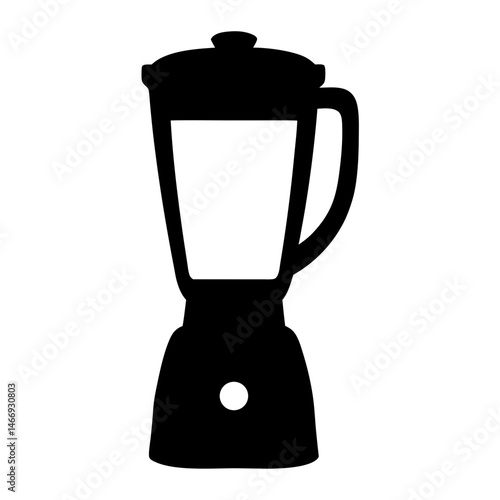 Simple black silhouette of a blender with lid and handle