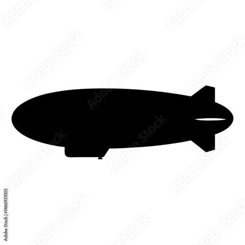 A black and white image of a classic blimp design silhouette