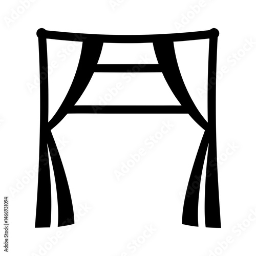 A silhouette illustration of an elegant black canopy or baldachin structure