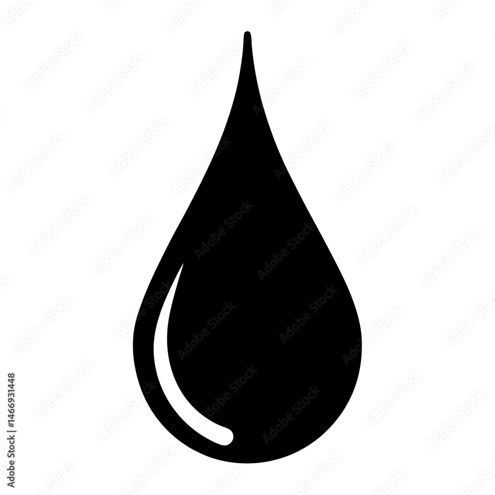 Black and White Illustration of a Single Liquid Drop in Minimalist Style Black and White Illustration of a Single Liquid Drop in Minimalist Style