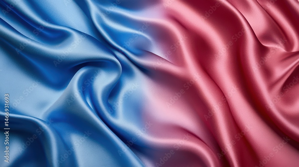 Obraz premium Elegant drape of blue and cherry silk fabric