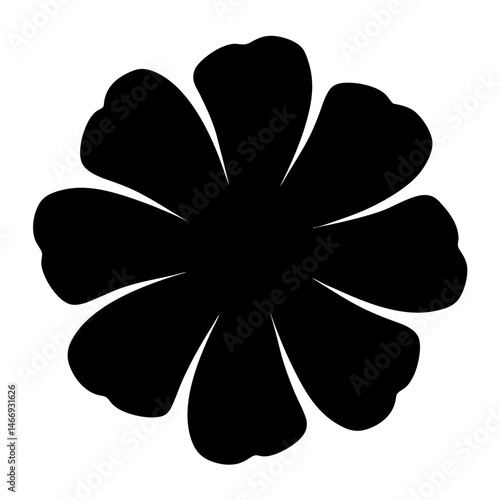 Monochrome flower illustration with eight petals offering a bold and graphic aesthetic