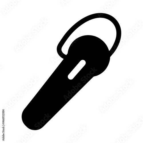 Black Silhouette Depicting a Wireless Headset for Mobile Phone Communication