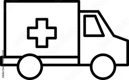 ambulance car outline icon illustration