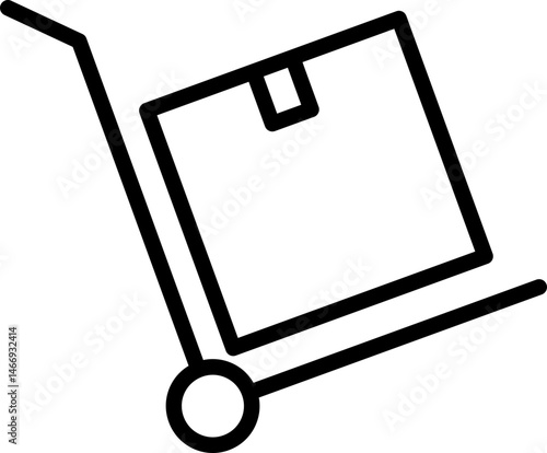 package box on trolley outline icon illustration