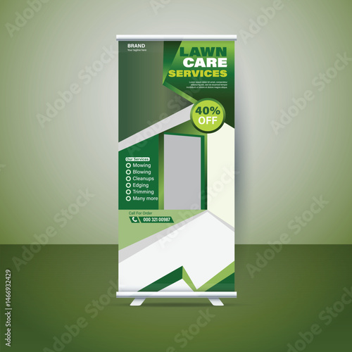  Lawn & Gardening Services Social Media Roll Up Banner Template.