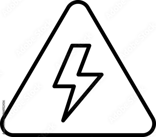high voltage sign warning outline icon illustration