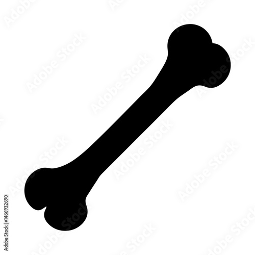 Stylized black bone on a white background diagonally oriented simple design